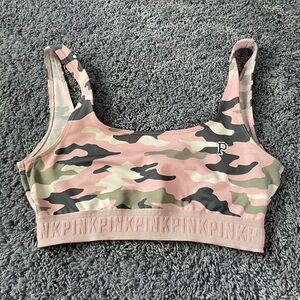 Lightly used Victoria’s Secret PINK pink and green camo size small sports bra